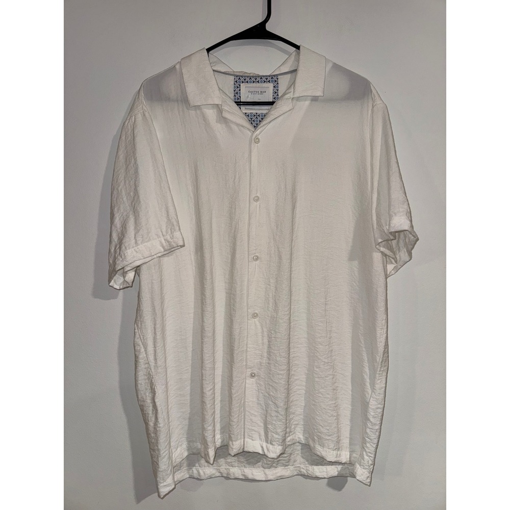 vacation Cactus‎ Man Ricky Singh Button Down Shirt Mens L White Textured luxury